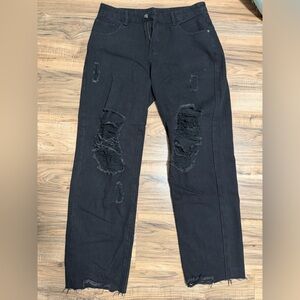 Men's Distressed Black Relaxed Jeans